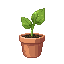 Pixel art seedling in a terracotta pot